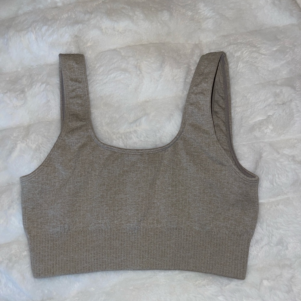Ethos sports bra. Size small. Ribbed. Tan
